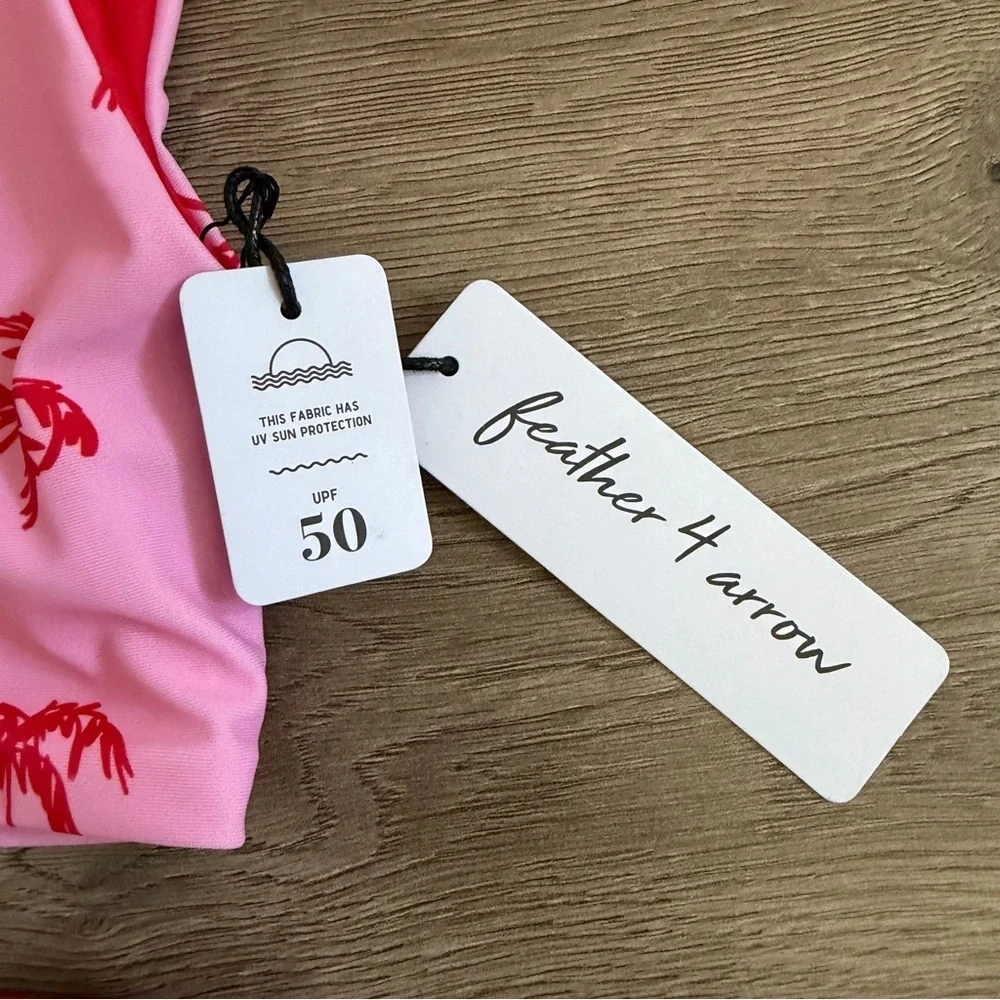 Feather 4 Arrow Pink Palm Tree Kids Swim Set Size 2T